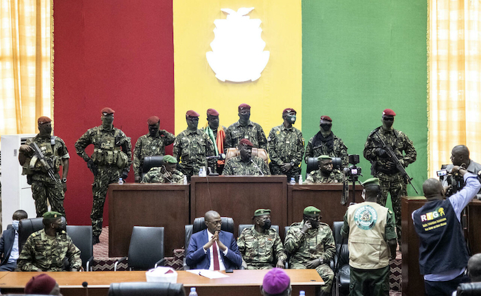 Guinea’s military junta dissolves govt as transition set to end this year.