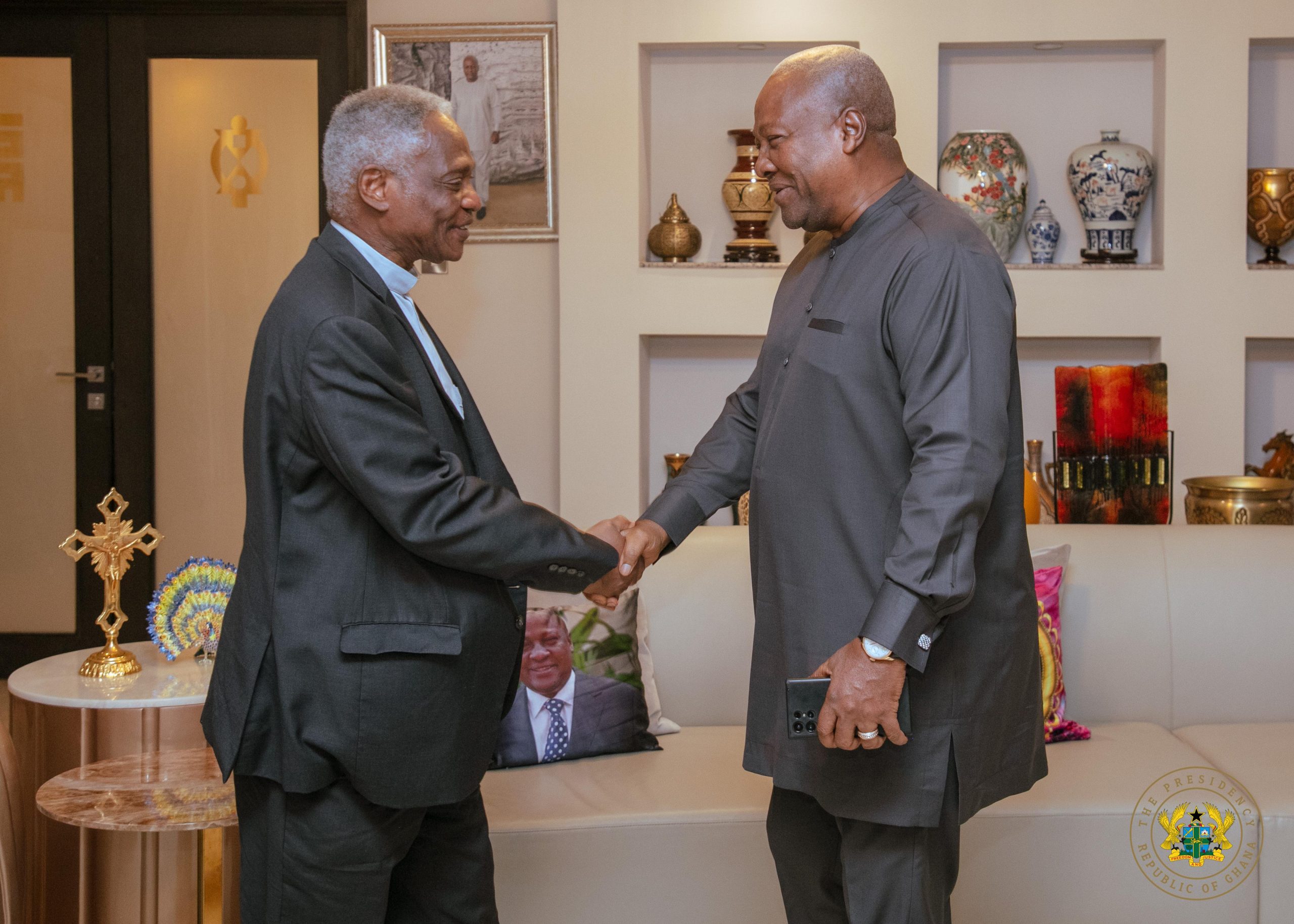 President Mahama welcomes Cardinal Turkson ahead of national day of prayer and thanksgiving
